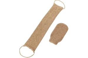 JTLB Lot de 2 sangles de lavage en toile de jute % naturelle - Dos en toile de jute - Sangle de lavage et gants exfoliants en jute - Pour le dos - Éponge exfoliante naturelle pour le