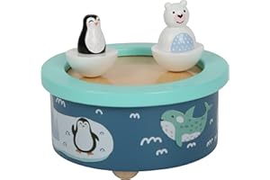 small foot Spieluhr Arktis aus Holz, Einschlafhilfe für Kinder ab 3 Jahren, mit abnehmbaren Holzfiguren, Art. 11961, Blau