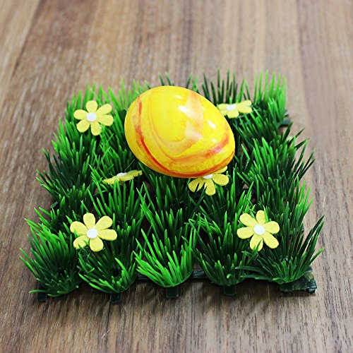 COM-FOUR® 2x Deko Gras-Matte, Kunstrasen-Dekomatte mit Blumen z.B. für Frühlings- oder Osterdekoration in verschiedenen Größen - 3