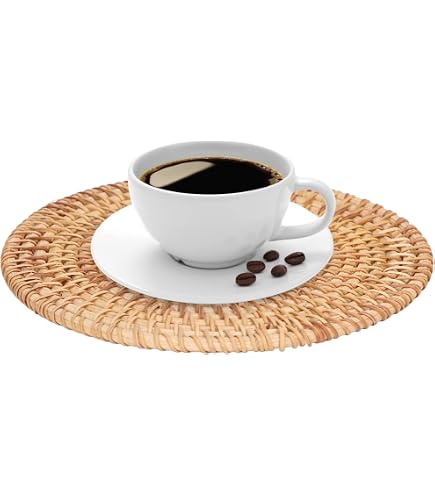 Dessous De Plat Osier ROCKING GIFTS 20cm - Résistant Chaleur, Antidérapant, Décoratif