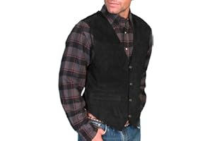 UNOSHENG Gilet en cuir pour homme - Gilet médiéval - Gilet pour homme en daim - Costume décontracté vintage - Gilet de cowboy occidental sans manches - Coupe ajustée - Gilet de loisirs en cuir marron - Veste