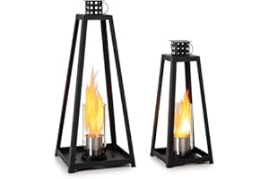 blumfeldt Fiamme Triangolo - Caminetto a bioetanolo indoor, set di 2 pz., camini a bioetanolo da tavolo con 0,3 litri di volume cad, biocamino da tavolo con combustione fino 4 ore, inodore, Nero