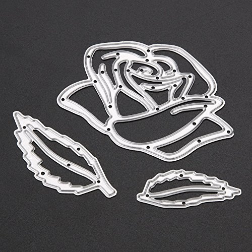 Amazingdeal365 Rose und Blätter Metall Form Schablonen Schneiden DIY Dekor Sammelalbum Karten Buchzeichen Lesezeichen als Geschenk für Freunde Geburtstag Kinder,Kindergarten Hobby Schule Handarbeit Unterricht usw. Ein tolles Geschenk! - 3
