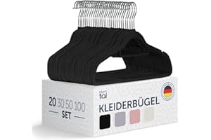 Blumtal Samt-Kleiderbügel, rutschfest, 360° drehbar, platzsparend, hochwertig, mit Krawattenklammer, 20 Stück