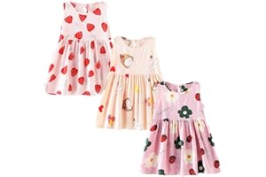 XM-Amigo Bambino Ragazze Estate Toddler Fragola Fiori Bello Abiti Senza Maniche Abito a Fiori Ragazza Abito Casual 6 mesi -10 anni