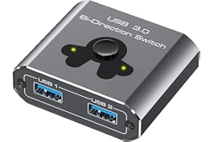 VEDINDUST USB 3.0 Switch Bi-Direccional USB Switcher 2 Entradas 1 Salidas/1 Entradas 2 Salidas USB KVM Switch 2 Computadoras Comparten Teclado, Ratón, Disco Duro, Impresoras, Escáneres…