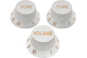 Musiclily Pro Imperial Pulgadas Tamaño Botones de Potenciómetros 2 Tono 1 Volumen Perillas Set para Guitarra Eléctrica USA Strat Style, Blanco