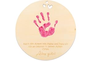 nagu® DE- Oma Geschenk | Baby Fußabdruck | Hängerahmen aus Holz mit einem Durchmesser von 20 cm | Geschenke für mama | Beste mama Geschenk | Geburtstagsgeschenk für mama | Geschenk oma Geburtstag