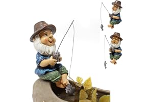 cailiya Gartenzwerg Angeln Figur,Gartenzwerg Lustig,Miniteich Deko Teich Deko Garten, Geschenke für Angler(1 PCS)