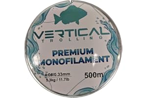VERTICAL TROLLING Monofilo da Pesca Nylon 500m – Alta Resistenza e Bassa Memoria – Fishing Line per Barca e Spinning – Colori Neutro, Arancio Fluo, Giallo Fluo