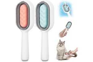 HOOWUDY Katzenbürste Mit Feuchttüchern für Kurzhaar,Hundebürste Mit Wassertank Langhaar 2 Stück,Reinigungsbürste für Tierhaare 4 in 1 für Massage, Pflege Und Haarentfernung