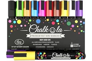 ‎CHALKOLA Chalkola 10 Kreidestifte für Tafel Abwaschbar - (10 Stifte, 6mm Kreidestift) Kreidestifte für Fenster, Tafelkreide & Glasstifte, Chalk Marker, Kreidemarker Abwischbar, Fensterfarben Kinder