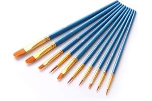 SILITHUS Paint Brushes 10 Pieces Set, Professional Fine Tip Paint Brush Set Round Pointed Tip Nylon Hair artist acrylic brush for Acrylic Watercolor Oil Painting (Blue-10)