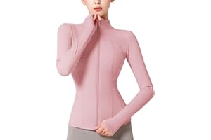 SHEKINI Women's Running Jackets with Thumb Hole Full Zip Front Yoga Tops Long Sleeve Sports T-Shirt Fitness Workout Gym Tops