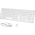 Wireless Keyboard and Mouse Set, iClever Keyboard and Mouse Rechargeable Full Size with Numeric Keypad, Energy Saving 2.4G USB Ultra Slim Silent Wireless Keyboard for Mac OS/Windows/Computer/Laptop