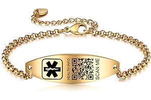 Theluckytag Medical Alert Necklace for Men Women- 19'' Medical Necklace Engraved QR Code Medical ID Necklace - More Space Custom Online Emergency Medical Info