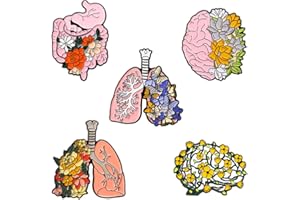 USHOBE 5 Pièces Médicaux Émail Revers Anatomique Coeur Broche Corps Humain Organe Interne Broche Broche Badge pour Médecin Infirmière Étudiant Épinglette Vêtements Jewery Cadeau