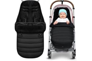 Universal Footmuff for Stroller, Afenau Pram Footmuff with Double Zipper, Windproof Warm Foot muff for Buggy Universal, Waterproof Pushchair Footmuff, Soft Black Footmuff for Strollers Buggy Car Seat