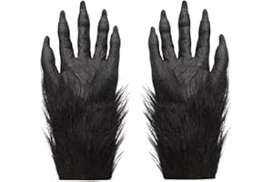 SIQITECH Halloween Handschuhe Werwolf Geisterhandschuhe mit Krallen Wolfshandschuhe Haarig Klaue Handschuhe Horror Fingerhandschuhe Dämon Kostüm Zubehör Handschuhe für Halloween Cosplay Karneval Mottoparty