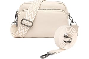 TIAASTAP Damska torba na ramię z prawdziwej skóry, damska torebka na telefon komórkowy do zawieszenia, mała nowoczesna torba z szerokim paskiem na ramię i 3 przegródkami