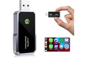 KINHANK Carplay Wireless Adapter für Apple, 5.8GHz Wireless Carplay Adapter für Wired CarPlay Autos, Plug & Play, Mini USB CarPlay Dongle für iOS 10+ (Type A+C), Cars from 2015, unterstützt Online Update