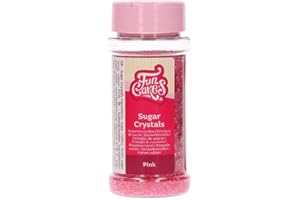FunCakes Sugar Crystals, Rosa: Espolvoreado para Tartas, Gran Sabor, Perfecto para Decorar Tartas, Espolvoreado para Cupcakes. 80 g.