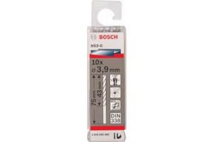 Bosch Accessories 2608585485 Din338 HSS-G Metal Drill Bit, 3.9mm x 43mm x 75mm, Silver, Pack of 10