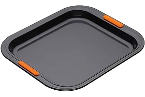 Le Creuset Teglia per Biscotti, Bordo Alto, 31 x 28 cm, Resistente alle Sostanze Acide, Finitura in Acciaio al Carbonio, Antracite,Arancio, 94100437000000