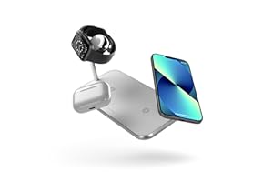ZENS Ładowarka bezprzewodowa Dual+Watch 2x10W Aluminium 3w1 (szybkie ładowanie Apple i Samsung, certyfikat Qi/MFi, zasilacz + kabel w zestawie) Biały