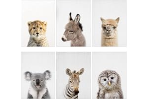 SWZY Set da 6 Tampe Decorative per Camerette, Immagini per la Cameretta dei Bambini, Poster per la Cameretta, Stampe Decorative per Parete, Poster Set Animali Della Foresta - Senza Cornici