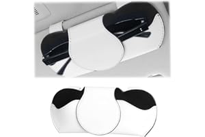 JNNJ Porte Lunettes pour Pare Soleil Voitures, Etui Lunettes pour Voiture Cuir PU, Magnétique Support Lunettes pour Voiture, Universel Voiture Accessoires Interieur, pour Les Voitures(Blanc)