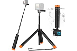 AUYKOO Poignée Flottante pour GoPr, Poignée Flottante pour trépied Monopode Selfie Extensible et étanche pour Go Pro Hero 13,12,11,10,9,8,7,6,5,4,3, 3, DJI OSMO, Insta360 et la Plupart des caméras d'action