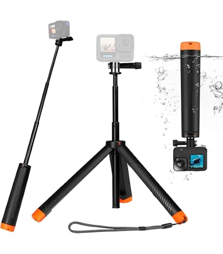 Bastone Selfie Subacqueo Telescopico 18,5-49 Cm | Impermeabile | Per Action Cam GoPro Hero 3-13 | Leggero E Portatile