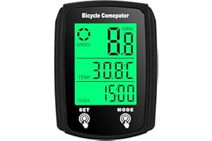 GVSAVY 1 Set of Bicycle Odometer; with Magnet, Silicone Pad, Sensor Holder, 5 Cable Ties, Waterproof with Backlight, Touch Screen Speedometer, Bicycle Accessories (Black)