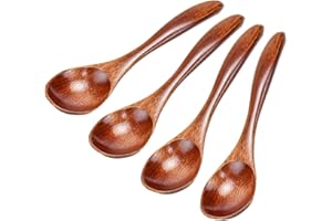 LPAMABA 8 Pieza 13x3cm Cucharas de Madera Natural Pequeñas Cucharas de té y sopa Accesorios de Cocina