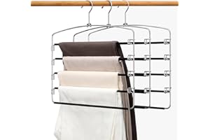 devesanter Hosenbügel, platzsparend, rutschfest, Hosenbügel, Edelstahl, platzsparend, für Hosen, Jeans, Schal, zum Aufhängen, Schwarz (3 Stück)