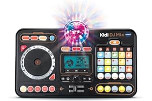 VTech - Kidi DJ Mix, Platine DJ Enfant 12 en 1, Table de Mixage Bluetooth avec Pads Lumineux, Boule Disco, Prise Jack pour Casque, Apprentissages et Jeux, Cadeau Enfant Dès 6 Ans - Contenu en Français