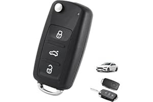 ZESCYHA Carcasa Llave Coche 3 Botones, Mando Distancia Coche Plegable Repuesto, Llave Fob con Hoja en Blanco sin Electrónica Compatible con Golf Mk6 Polo Passat CC Tiguan Seat Ibiza León Altea Skoda Octavia