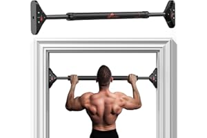 Sportneer Pull up-stång dörröppning haka upp stång inga skruvar dörrkarm haka upp push-up stång justerbar 75–94 cm (29,5–37 tum) upp till 200 kg kapacitet träningsstång