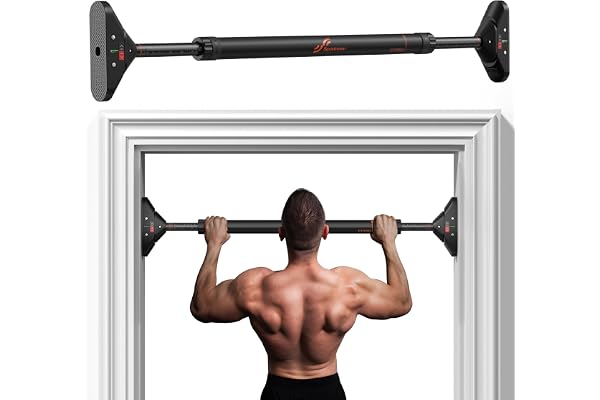 Sportneer Pull Up Bar: Strength Training Chin up Bar without Screws - Adjustable 75-94cm Width Locking Mechanism Pull-up Bar for Doorway - Max Load 440lbs for Home Gym Upper Body Workout, Non-slip