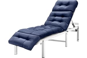 AS AWESLING Outdoor Sun Lounger Cushion - Shredded Memory Foam Patio Chair Cushion with Ties, Waterproof Fabric Replacement for Garden Chaise Lounge, Sun Chair & Poolside Furniture (Indoor/Outdoor Use) (BLUE)