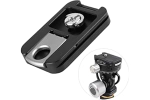 AKOZON Entatial Camera Tripod Mount Plate, Primaphoto Tripod Plate, QR-60 Quick Release Plate Camera Tripod Quick Release Plate Black Arca Swiss Plate Aluminum Alloy 1/4" Screw Mount with Strap Buckle f