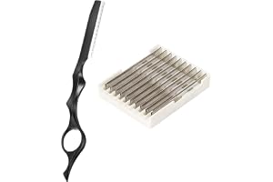 Hårsax, frisörrakhyvel, rakhyvel med 10 reservblad, uttunnande rakhyvel mot kluvna spetsar, hår- och skäggtrimmer, lätt och ergonomisk