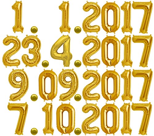 Ballon Zahl 0-9 in Gold – XXL 40″/102cm – Folienballons für Luft oder Helium als Geburtstag, Jubiläum, Hochzeit oder Abschluss Geschenk, Party Dekoration oder Überraschung - 4
