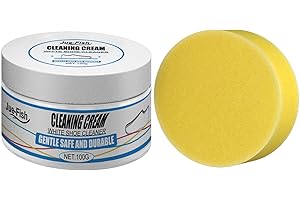 VOIAKIU Crema Detergente per Scarpe Bianca, Detergente Sbiancante per Scarpe con Spugna, Crema Detergente Smacchiante per Scarpe, Detergente per Sneaker Scarpe Bianche, No-Wash, per Scarpe in Pelle