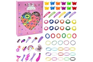 Byfoyif 844 Pcs Accessoires Cheveux Fille Mignons, Chouchous Cheveux Élastiques et Barrettes Colorées, Accessoires Cheveux Filles Décoration, Kit Coiffure Fille, pour Cadeau Anniversaires Noël Fête