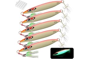 Señuelos de Pesca de Mar de Hundimiento Profundo, WASAGA 80g/100g/120g/150g/200g/250g/300g Cebo Giratorio para Peces Peces Cinta y Atún Salmón Mero Bacalao & Señuelo de Jigging