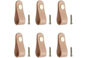 HNJKJEU Maniglie di Cuoio, 6 pezzi Maniglie per Porta di Mobili In pelle Maniglia Creativa Moderni in Pelle per Porta dell'armadio, Cassetto, Maniglie delle Porte, Viti incluse