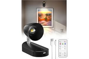 Klarlight Lampada da Parete Ricaricabile con Telecomando, Lampada da Lettura Montata a Parete, Lampada da Immagine Magnetica a LED, 3 Colori e Dimmabile, Iluminación de Pared Giratoria Focos, Nero