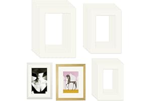 Roosea 24 Stück Passepartout, Passepartout Karton, 15x20cm/13x18cm/10x15cm für Bildformat 10x15cm/9x13cm/6x10cm 3 Größen von Bild Foto Rahmen Halterungen Matten (Cremefarben, 8 Stück von Jeder Größe)
